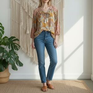 Rachel Zoe Boho Peasant Blouse M